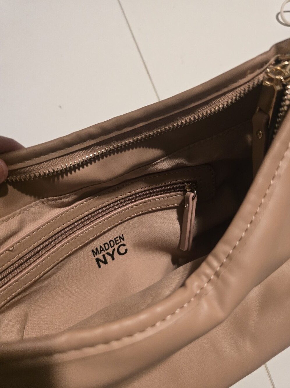 NEW! Madden NYC Taupe Braided-Handle Hobo Bag - Picture 4 of 5